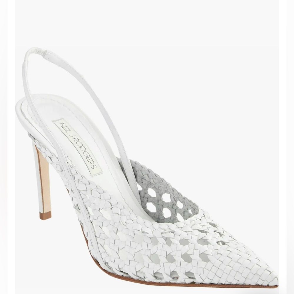 Neil J. Rodgers Hannah Woven Leather Slingback Pump White Size 37